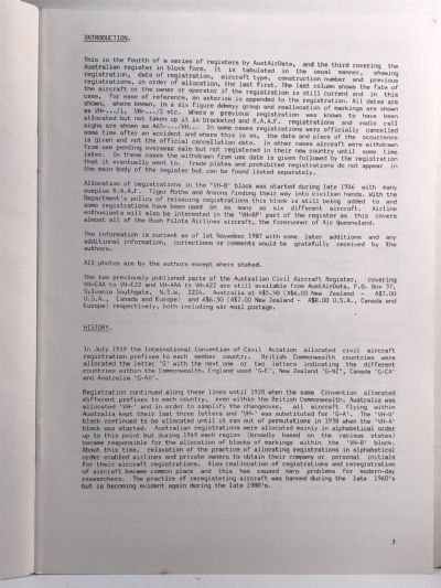The Historic Civil Aircraft Register of Australia (VH-BAA to VH-BZZ)