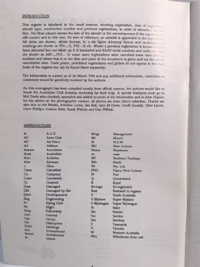 The Historic Civil Aircraft Register of Australia (VH-DAA to VH-FZZ)