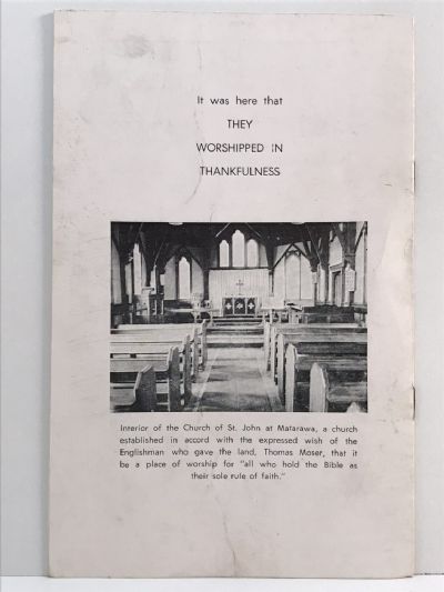 CENTENNIAL OF ST. JOHN'S CHURCH, MATARAWA (Wanganui) 1866 to 1966