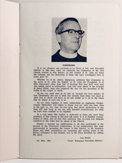 CENTENNIAL OF ST. JOHN'S CHURCH, MATARAWA (Wanganui) 1866 to 1966