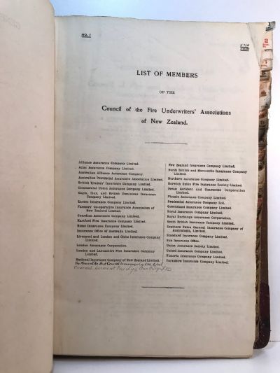 NEW ZEALAND FIRE: General Memoranda