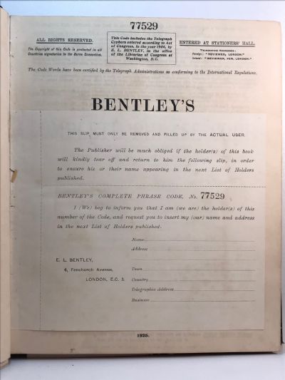 BENTLEY'S COMPLETE PHRASE CODE NUMBERED