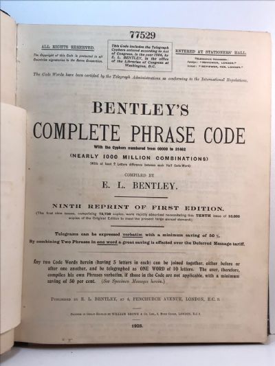 BENTLEY'S COMPLETE PHRASE CODE NUMBERED