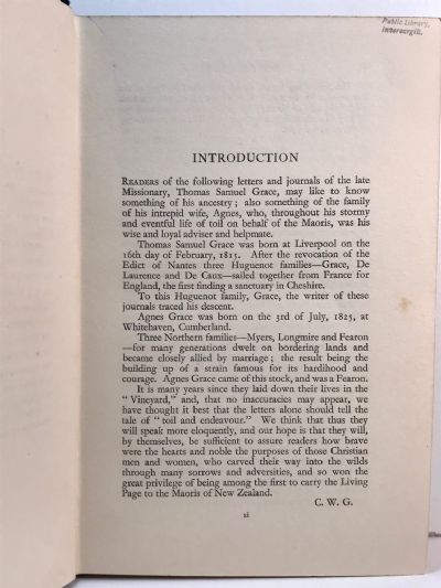 A PIONEER MISSIONARY AMONG THE MAORIS 1850-1879: Being Letters and Journals of Thomas Samuel Grace