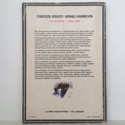 CHRYSLER OUTBOARD MOTOR: Service and Repair Handbook 1966-1979