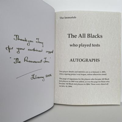 THE IMMORTALS The Book of All Black Test Players  LIMITED EDITION