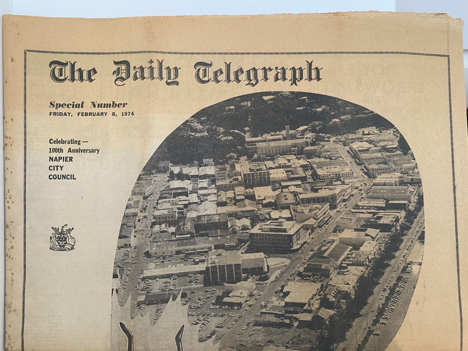 OLD NEWSPAPER: The Daily Telegraph 1974 - 100th Anniversary Napier City Council