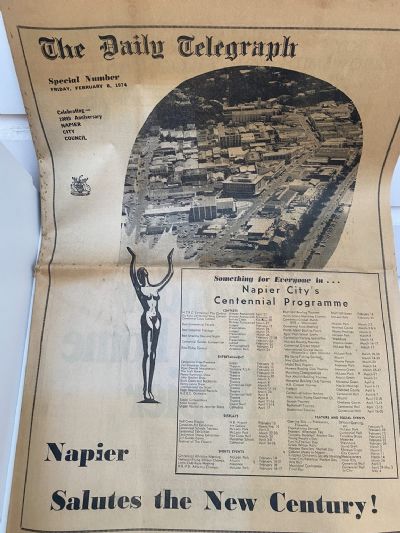 OLD NEWSPAPER: The Daily Telegraph 1974 - 100th Anniversary Napier City Council