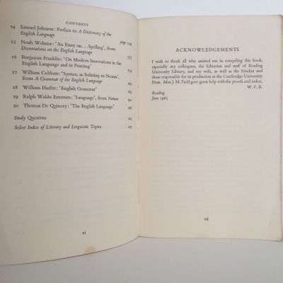 THE ENGLISH LANGUAGE: Essays By English & American Men of Letters 1490-1839