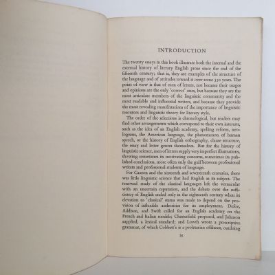 THE ENGLISH LANGUAGE: Essays By English & American Men of Letters 1490-1839