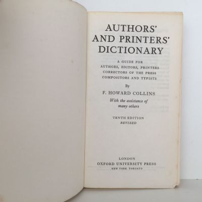 AUTHORS' AND PRINTERS' DICTIONARY: Guide For Authors, Editors