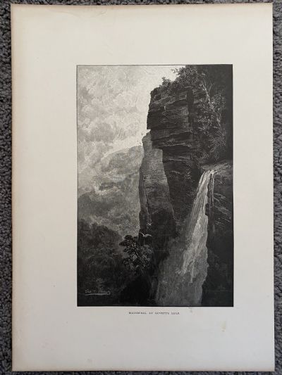 OLD DRAWING: Waterfall At Govetts Leap