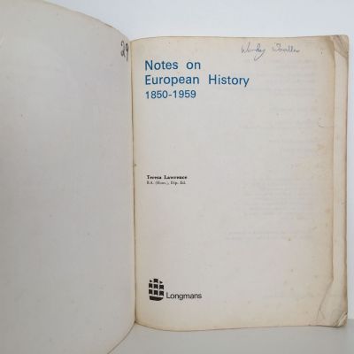 NOTES ON EUROPEAN HISTORY 1850-1959
