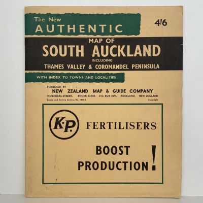 Authentic Map of SOUTH AUCKLAND Including Thames Valley & Coromandel Peninsula