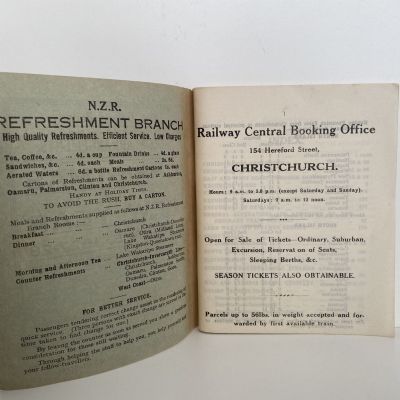 NZ RAILWAYS TRAIN ARRANGEMENTS: South Island Main Line and Branches 1927-1928