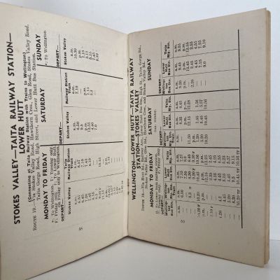 NZ RAILWAYS ROAD SERVICES BUS TIME TABLE for Hutt Valley - Wellington 1950