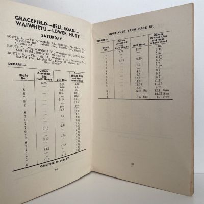 NZ RAILWAYS ROAD SERVICES BUS TIME TABLE for Hutt Valley - Wellington 1950