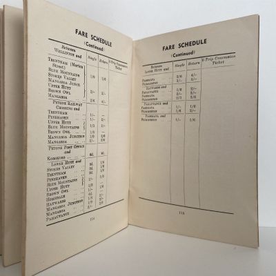 NZ RAILWAYS ROAD SERVICES BUS TIME TABLE for Hutt Valley - Wellington 1950