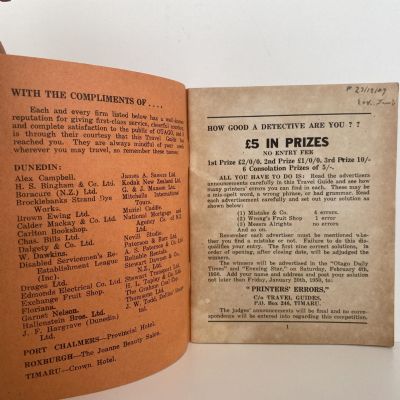 TRAVEL GUIDE: Otago Timetables for Rail and Road Passenger Services 1949 - 1950