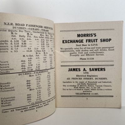 TRAVEL GUIDE: Otago Timetables for Rail and Road Passenger Services 1949 - 1950