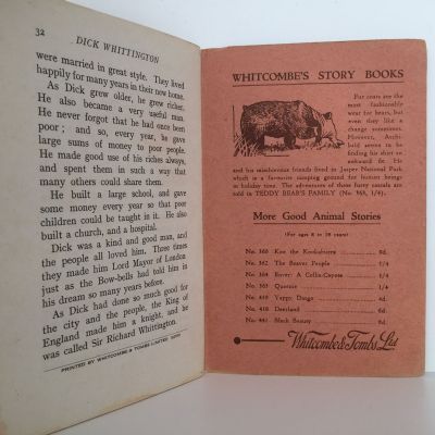 DICK WHITTINGTON AND HIS CAT - Whitcombe's Story Books No 212
