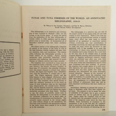 TUNAS AND TUNA FISHERIES OF THE WORLD: An annotated bibliography 1930-1953 VOL 57