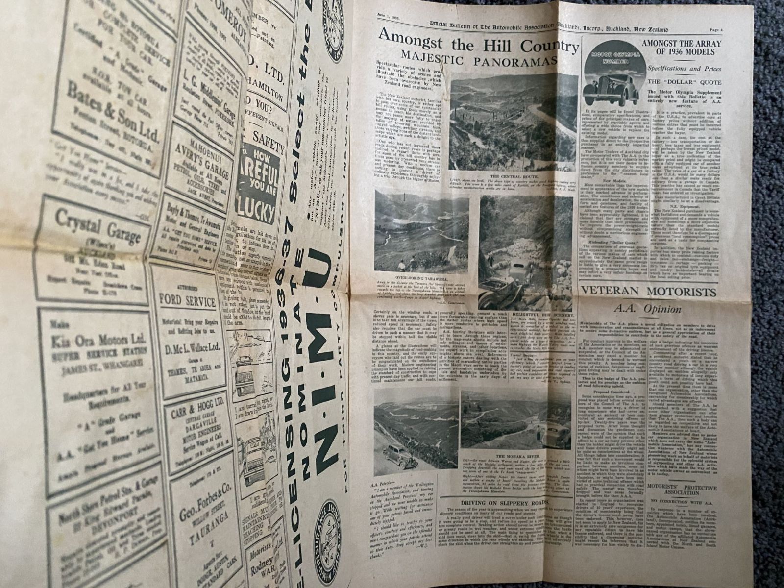 OLD NEWSPAPER: The Official Bulletin of the Automobile Association (Auck) 1936