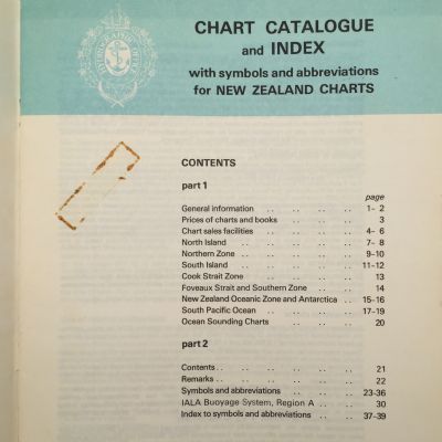 CHART CATALOGUE and INDEX: New Zealand Charts