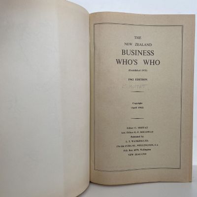 The New Zealand Business WHO'S WHO 1962