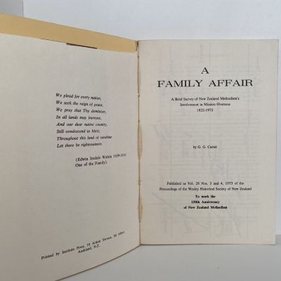 A FAMILY AFFAIR: A Brief Survey of the NZ Methodism's Mission Overseas 1822-1972