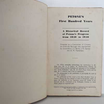 PETONE: History and Traditions of the First 100 Years 1840 -1940