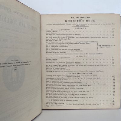 LLOYD'S REGISTER OF SHIPPING 1909 - 1910, 573, Volume 1, 2 and Appendix