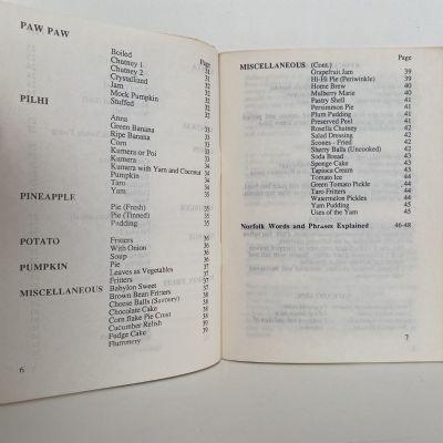NORFOLK ISLAND COOKERY BOOK  With Local Words and Phrases