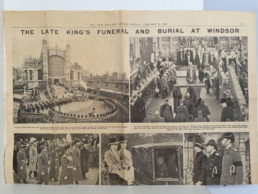OLD NEWSPAPER + PORTRAIT: New Zealand Herald - The King's Funeral, 24 Feb 1936