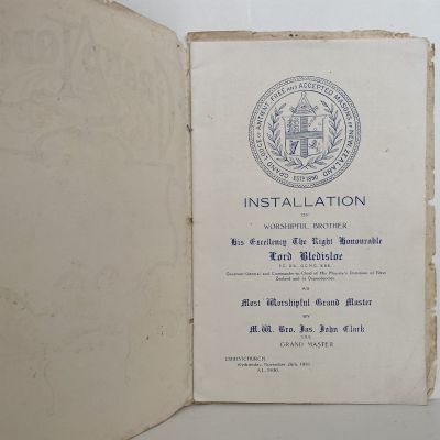 GRAND LODGE, CHRISTCHURCH - Installation of Lord Bledisloe 1930