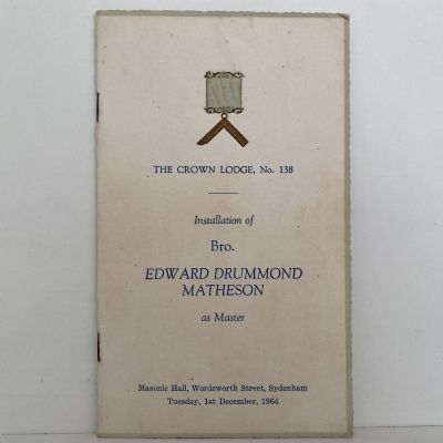 MASONIC LODGE NO. 138 - Installation of Edward D. Matheson 1964
