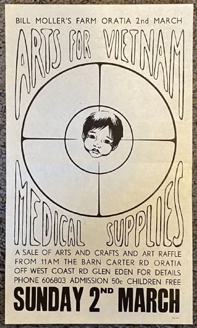 VINTAGE POSTER: Arts for Vietnam Medical Supplies fundraiser - Vietnam War 1960s 