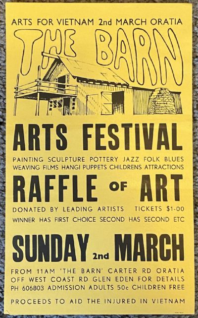 VINTAGE POSTERS: The Barn Arts Festival Raffle of Art - Vietnam War 1960s