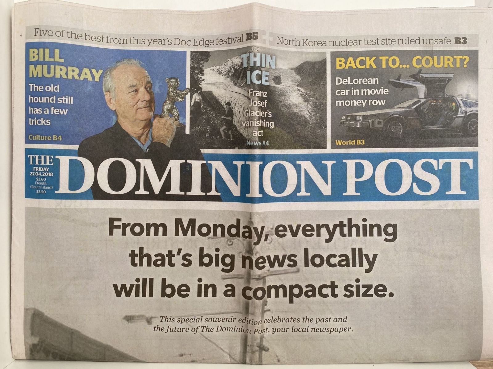 OLD NEWSPAPER: The Dominion Post, Wellington - 27 April 2018 - Souvenir Edition