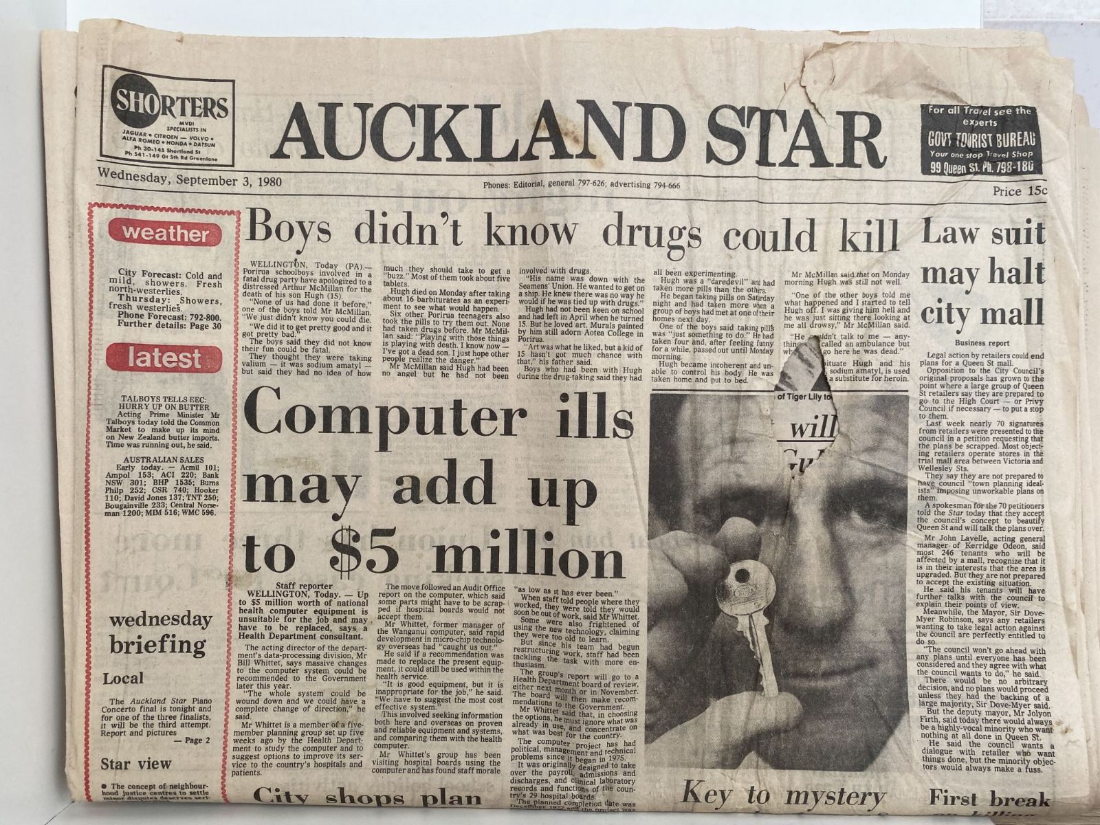 OLD NEWSPAPER: Auckland Star - 3rd September 1980