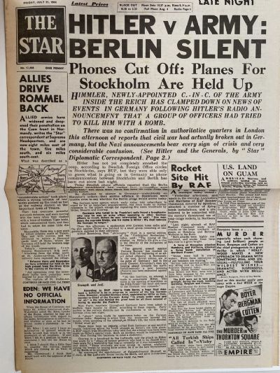 OLD WARTIME NEWSPAPER: The Star, Friday 21st July 1944