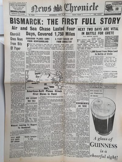 OLD WARTIME NEWSPAPER: News Chronicle, Wednesday 28th May 1941
