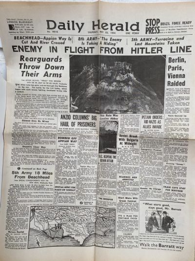 OLD WARTIME NEWSPAPER: Daily Herald, Thursday 25th May 1944