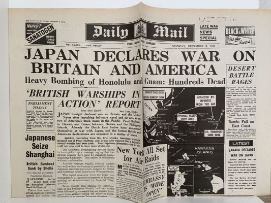 OLD WARTIME NEWSPAPER: Daily Mail, Monday 8th December 1941