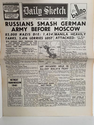 OLD WARTIME NEWSPAPER: Daily Sketch, Saturday 13th December 1941