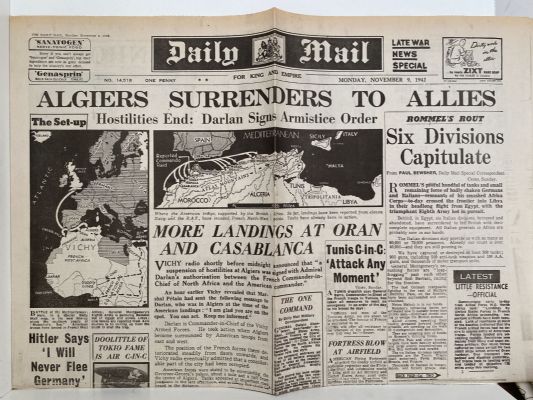 OLD WARTIME NEWSPAPER: Daily Mail, Monday 9th November 1942