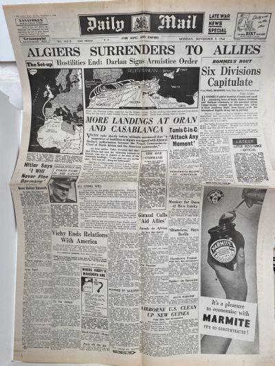 OLD WARTIME NEWSPAPER: Daily Mail, Monday 9th November 1942