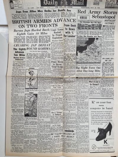 OLD WARTIME NEWSPAPER: Daily Mail, Wednesday 10th May 1944