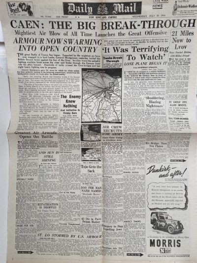 OLD WARTIME NEWSPAPER: Daily Mail, Wednesday 19th July 1944
