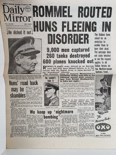 OLD WARTIME NEWSPAPER: Daily Mirror, Thursday 5th November 1942